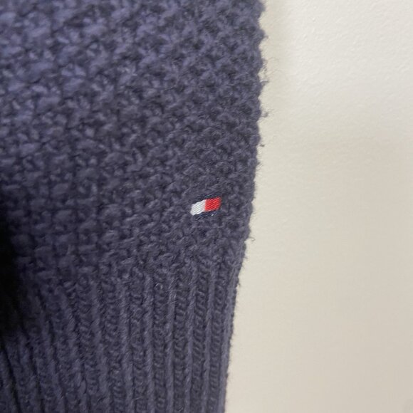 Tommy Hilfiger Men's L Dip-Dyed Fisherman Cable Knit Sweater Blue Ivory Preppy - Picture 3 of 9